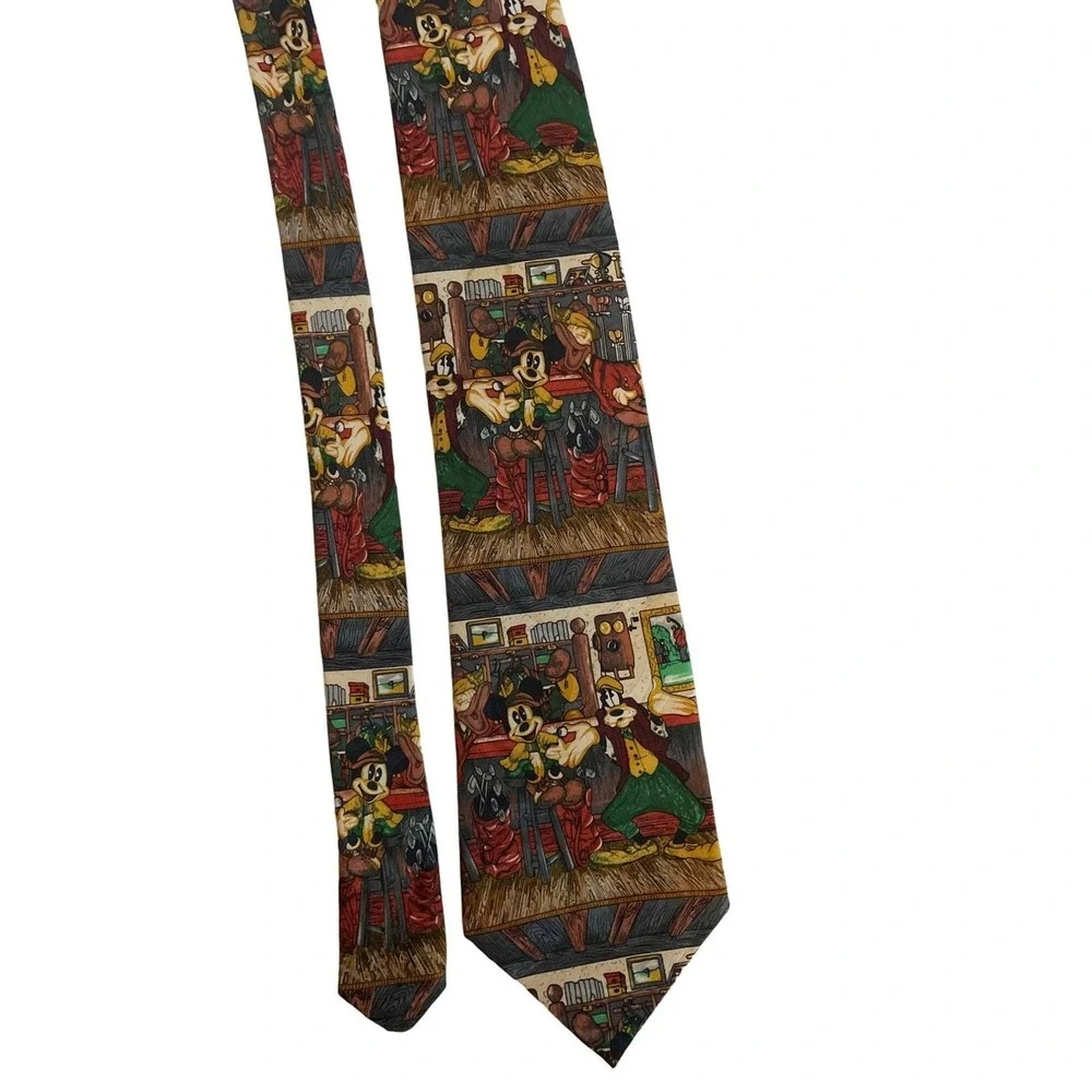 Vtg‎ Tie Golf Country Club Cartoon Mickie & CO. Mickie Mouse Goofy Donald Duck